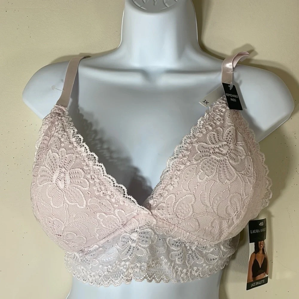 Laura Ashley Sexy Wireless Lace Bralette. 3X. NWT.